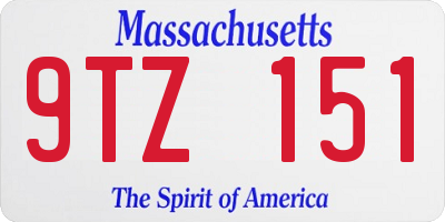 MA license plate 9TZ151