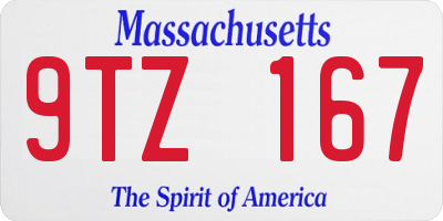 MA license plate 9TZ167