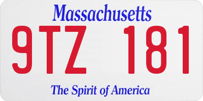 MA license plate 9TZ181