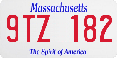 MA license plate 9TZ182