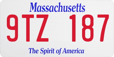 MA license plate 9TZ187