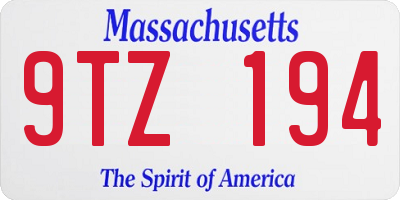 MA license plate 9TZ194