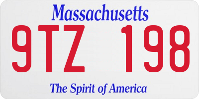 MA license plate 9TZ198