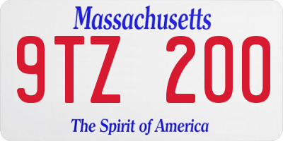 MA license plate 9TZ200