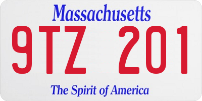 MA license plate 9TZ201