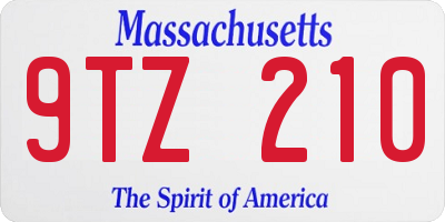 MA license plate 9TZ210