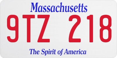 MA license plate 9TZ218