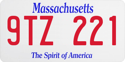 MA license plate 9TZ221