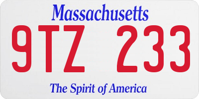 MA license plate 9TZ233