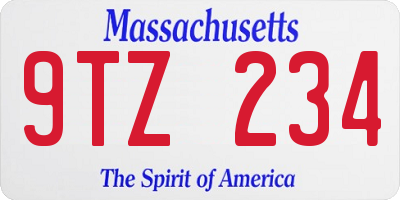 MA license plate 9TZ234