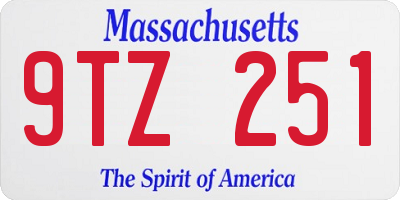 MA license plate 9TZ251