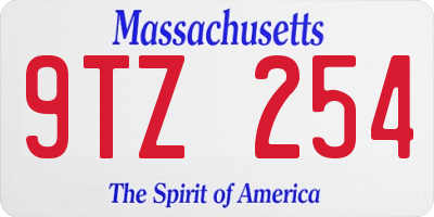 MA license plate 9TZ254