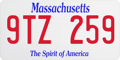 MA license plate 9TZ259
