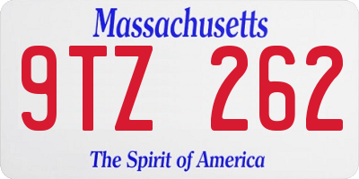 MA license plate 9TZ262