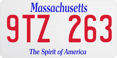 MA license plate 9TZ263