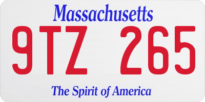 MA license plate 9TZ265