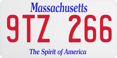 MA license plate 9TZ266
