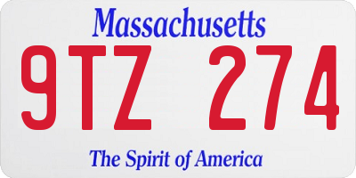 MA license plate 9TZ274