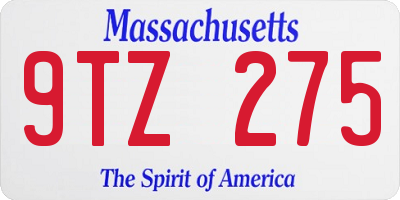 MA license plate 9TZ275