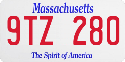 MA license plate 9TZ280