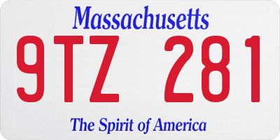 MA license plate 9TZ281