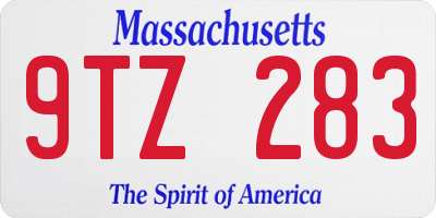 MA license plate 9TZ283