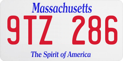 MA license plate 9TZ286