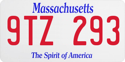 MA license plate 9TZ293