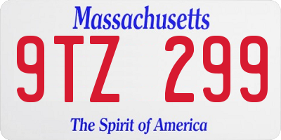 MA license plate 9TZ299