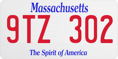MA license plate 9TZ302