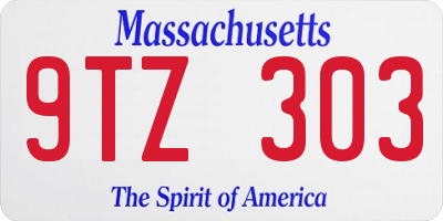 MA license plate 9TZ303