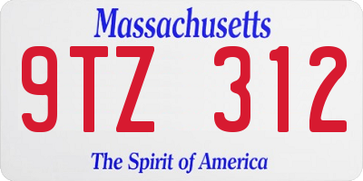 MA license plate 9TZ312