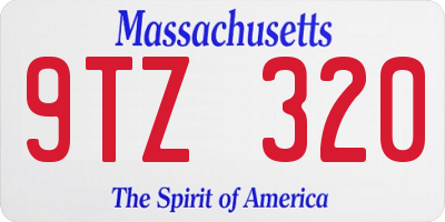 MA license plate 9TZ320