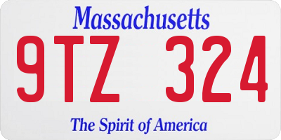 MA license plate 9TZ324