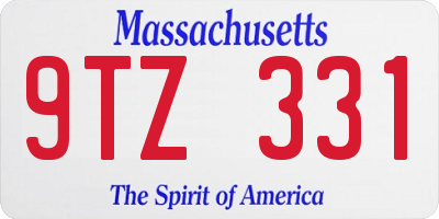 MA license plate 9TZ331