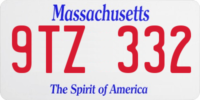 MA license plate 9TZ332