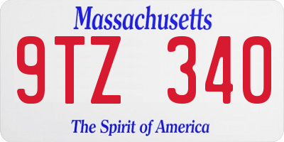 MA license plate 9TZ340