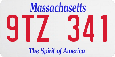 MA license plate 9TZ341