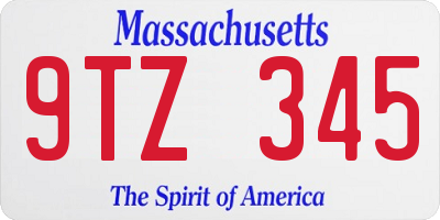 MA license plate 9TZ345