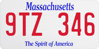 MA license plate 9TZ346