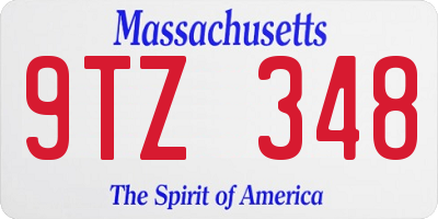 MA license plate 9TZ348