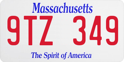 MA license plate 9TZ349
