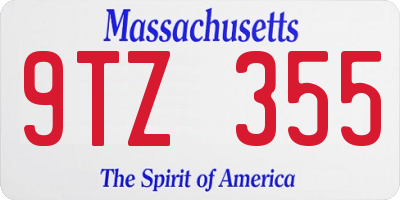 MA license plate 9TZ355