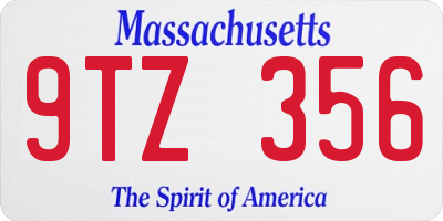 MA license plate 9TZ356