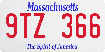 MA license plate 9TZ366