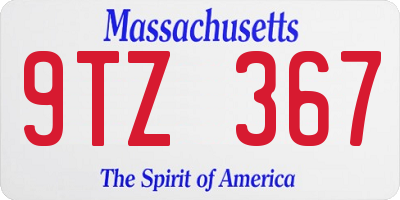 MA license plate 9TZ367
