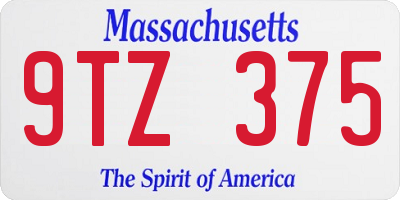 MA license plate 9TZ375