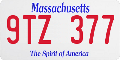 MA license plate 9TZ377