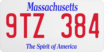 MA license plate 9TZ384