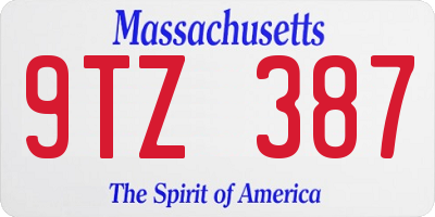 MA license plate 9TZ387